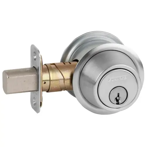 Double Cylinder Deadbolt, Grade 2, Adjustable 2-3/8" or 2-3/4" Backset, Satin Chrome and Bright Brass