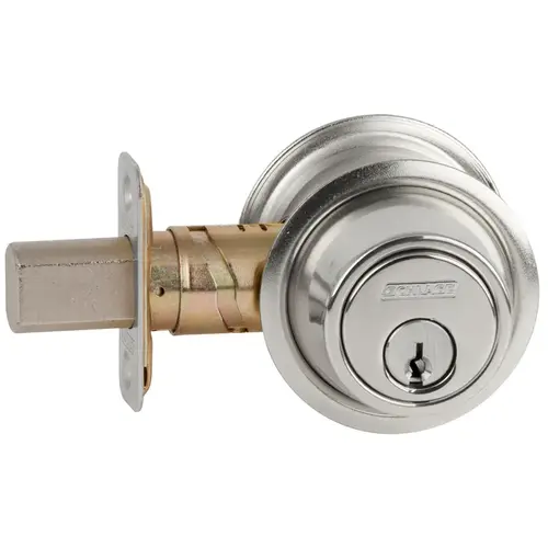 Single Cylinder Deadbolt, Grade 2, Adjustable 2-3/8" or 2-3/4" Backset, Bright Chrome x Satin Chrome