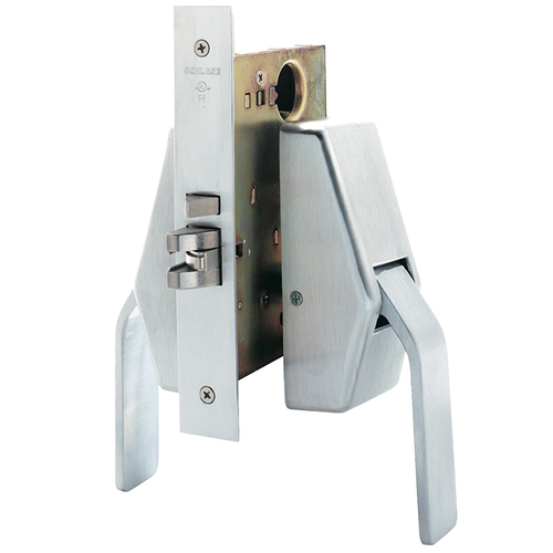 Push / Pull Mortise Classroom Lock with Push Down Pull Up Engraving Satin Chrome Finish