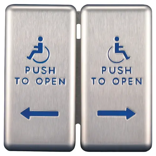 DUAL VESTIBULE PLATE SWITCH HANDICAPPED LOGO, PUSH TO OPEN STAINLESS STEEL