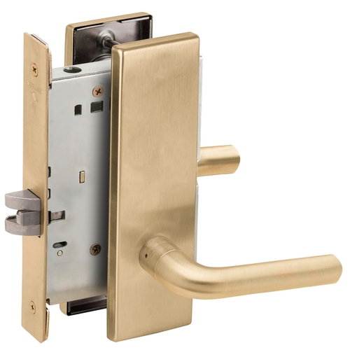 Passage Mortise Lock with 02 Lever and N Escutcheon Satin Brass Finish