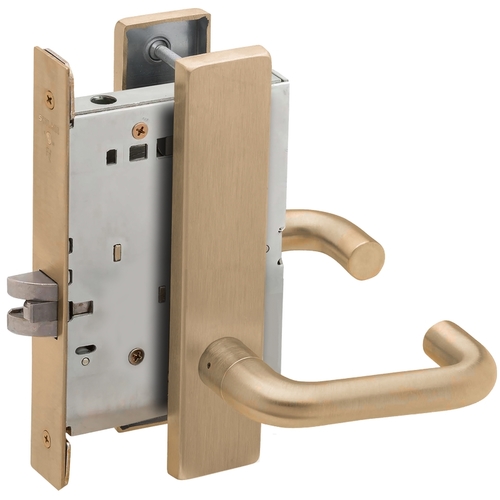 Passage Mortise Lock with 03 Lever and L Escutcheon Antique Brass Finish