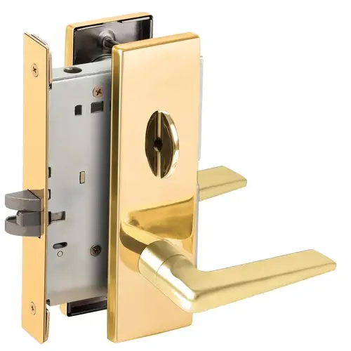 Bed / Bath Privacy Mortise Lock with 05 Lever and N Escutcheon Bright Brass Finish