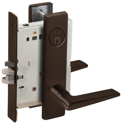 Entry / Office Mortise Lock with C Keyway with 05 Lever and L Escutcheon Aged Bronze Finish