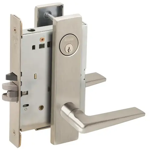 Entry / Office Mortise Lock with C Keyway with 05 Lever and L Escutcheon Satin Nickel Finish