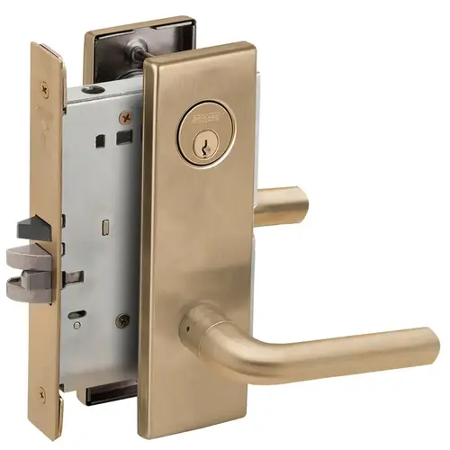 Classroom Security Holdback Mortise Lock with C Keyway with 02 Lever and N Escutcheon Antique Brass Finish