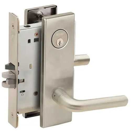 Classroom Security Holdback Mortise Lock with C Keyway with 02 Lever and N Escutcheon Satin Nickel Finish