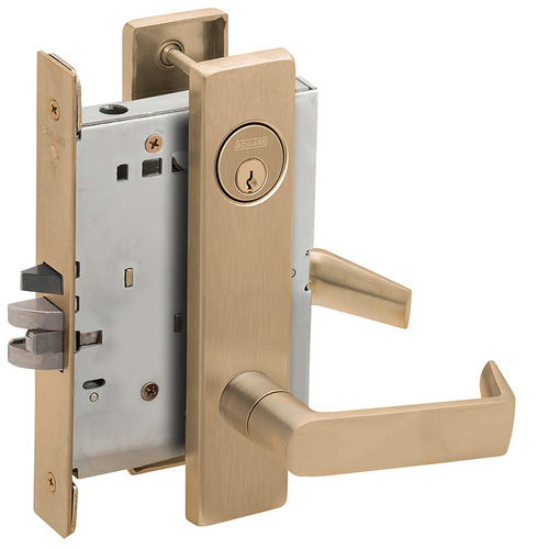 Classroom Security Holdback Mortise Lock with C Keyway with 06 Lever and L Escutcheon Antique Brass Finish