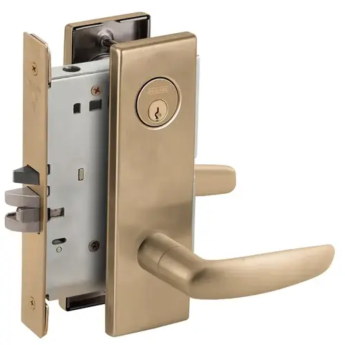 Classroom Holdback Mortise Lock with C Keyway with 07 Lever and N Escutcheon Antique Brass Finish