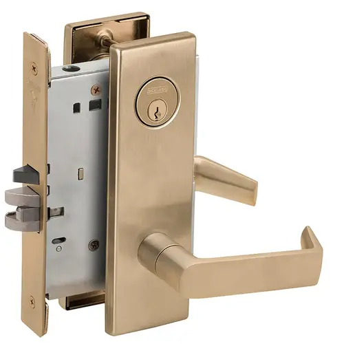 Classroom Holdback Mortise Lock with C Keyway with 06 Lever and N Escutcheon Antique Brass Finish