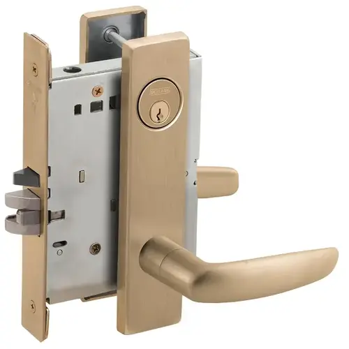 Classroom Holdback Mortise Lock with C Keyway with 07 Lever and L Escutcheon Antique Brass Finish