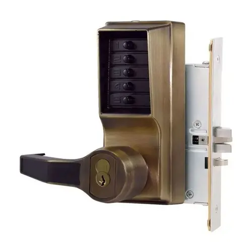 Pushbutton Lock Satin Brass Blackened Satin Relieved Clear Coated