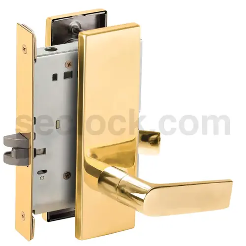 Passage Mortise Lock with 01 Lever and N Escutcheon Bright Brass Finish