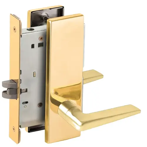 Passage Mortise Lock with 05 Lever and N Escutcheon Bright Brass Finish