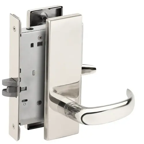 Passage Mortise Lock with 17 Lever and N Escutcheon Bright Stainless Steel Finish