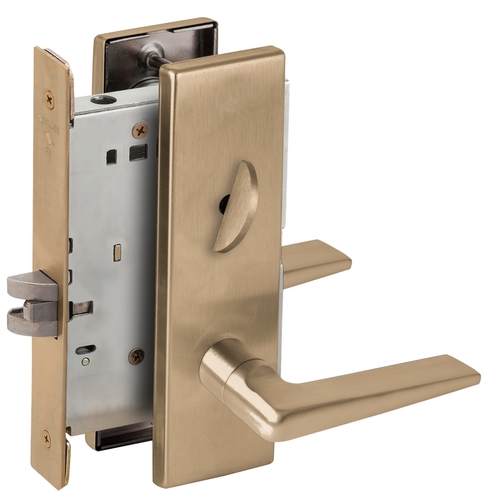 Bed / Bath Privacy Mortise Lock with 05 Lever and N Escutcheon Antique Brass Finish