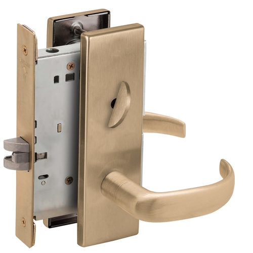 Bed / Bath Privacy Mortise Lock with 17 Lever and N Escutcheon Antique Brass Finish