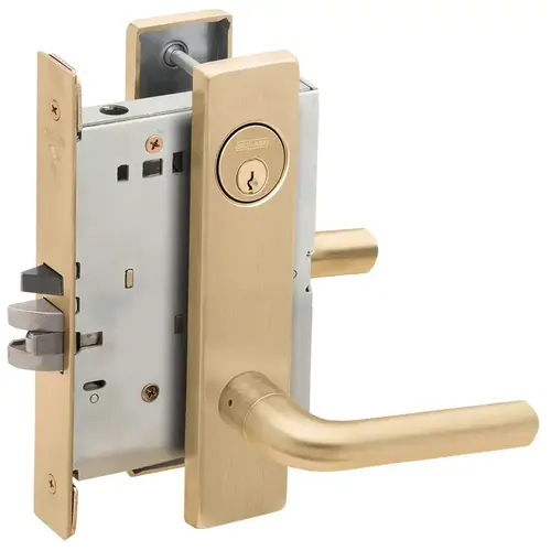 Institution Mortise Lock with C Keyway with 02 Lever and L Escutcheon Satin Brass Finish