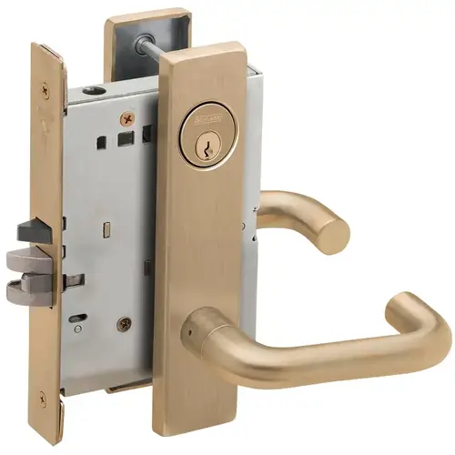 Classroom Holdback Mortise Lock with C Keyway with 03 Lever and L Escutcheon Antique Brass Finish