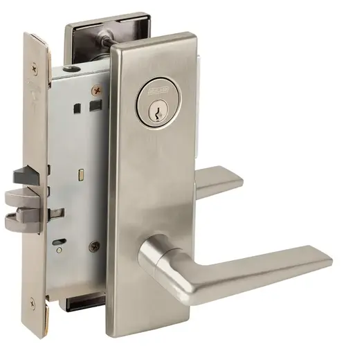 Classroom Security Holdback Mortise Lock with C Keyway with 05 Lever and N Escutcheon Satin Nickel Finish