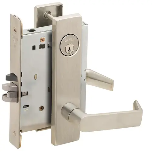 Apartment Entry Mortise Lock with C Keyway with 06 Lever and L Escutcheon Satin Nickel Finish