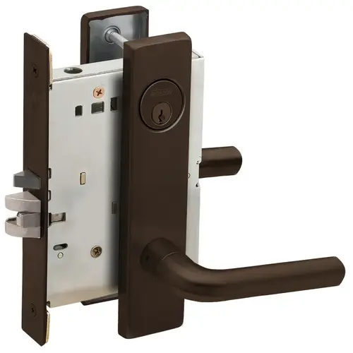 Storeroom Mortise Lock with C Keyway with 02 Lever and L Escutcheon Aged Bronze Finish