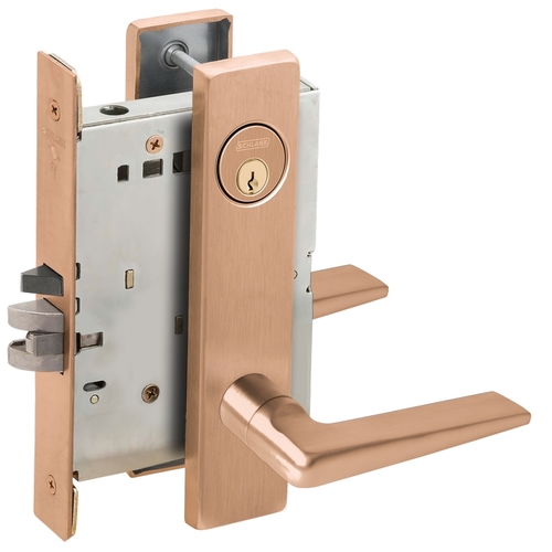 Classroom Holdback Mortise Lock with C Keyway with 05 Lever and L Escutcheon Satin Bronze Finish