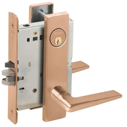 Entry / Office Mortise Lock with C Keyway with 05 Lever and L Escutcheon Satin Bronze Finish