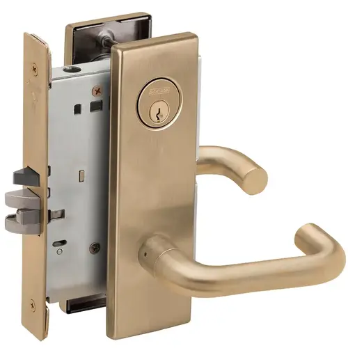 Classroom Holdback Mortise Lock with C Keyway with 03 Lever and N Escutcheon Antique Brass Finish