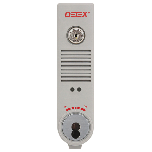 DETEX EAX-500 IC7 GRAY Exit Alarm, Surface Mount, Battery Powered, 7-Pin IC Cylinder Housing, Gray