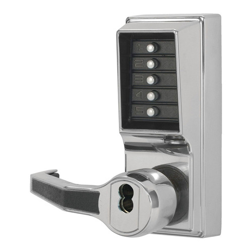 Mortise Combination Lever Lock, Key Override, Passage, Lockout, 6/7-Pin SFIC Prep, Less Core, Bright Chrome