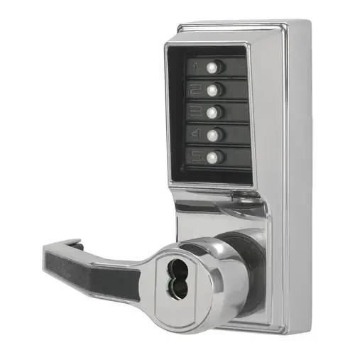 Mortise Combination Lever Lock Key Override Passage Lockout 6/7-Pin SFIC Prep Less Core Bright Chrome