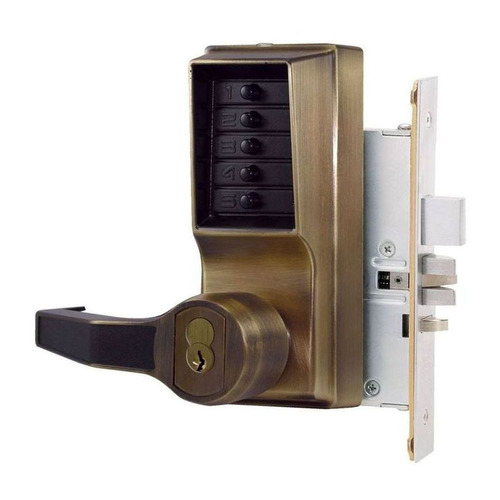 Kaba Access LR8148B-05-41 Pushbutton Lock Satin Brass Blackened Satin Relieved Clear Coated