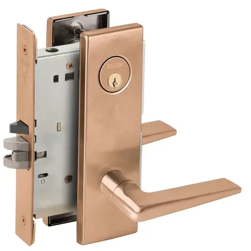 Entry / Office Mortise Lock with C Keyway with 05 Lever and N Escutcheon Satin Bronze Finish