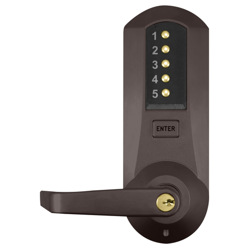Kaba Access 5021XKWL-744-41 5000 Series Mechanical Pushbutton Cylindrical Lever Lock, Dark Bronze with Brass Accents