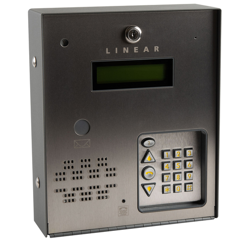 Commercial Telephone Entry System - One Door, Stainless Steel Front Panel, Telephone Style Keypad with Lighting, Total of 125 Directory Listings or Stand-Alone Entry Codes, Two-Line-16-Character LCD Display, Form "C" Access Relay