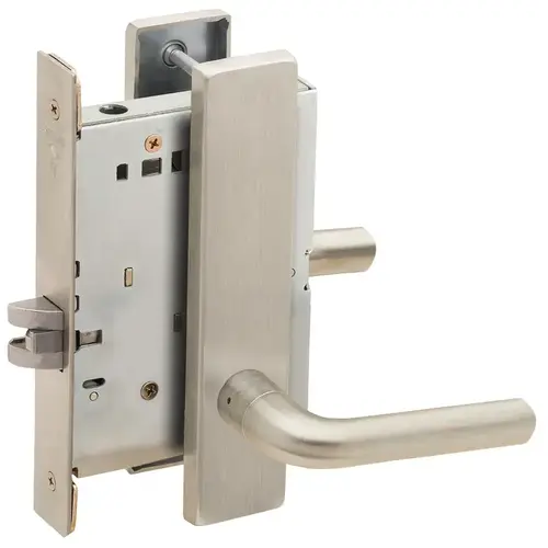 Passage Mortise Lock with 02 Lever and L Escutcheon Satin Nickel Finish