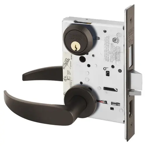 KIT - Apartment Corridor Mortise Lock with Deadbolt, LNP - LN Rose x P Lever, LA Keyway 1-Bitted, Grade 1, 613E/US10BE Dark Oxidized Satin Bronze