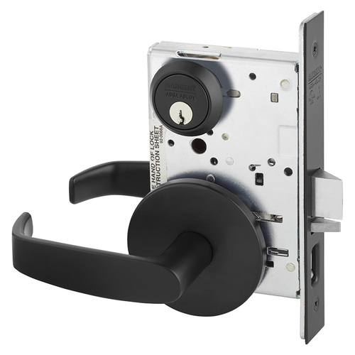 Entry Mortise Lock with L Lever and L Rose with LA Keyway Black Suede Powder Coat Finish