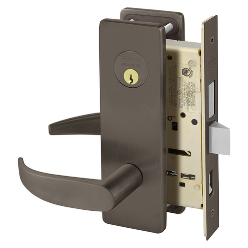 Dormitory Exit Double Cylinder with Deadbolt Mortise Lock with P Lever and LS Escutcheon Oil Rubbed Bronze Finish