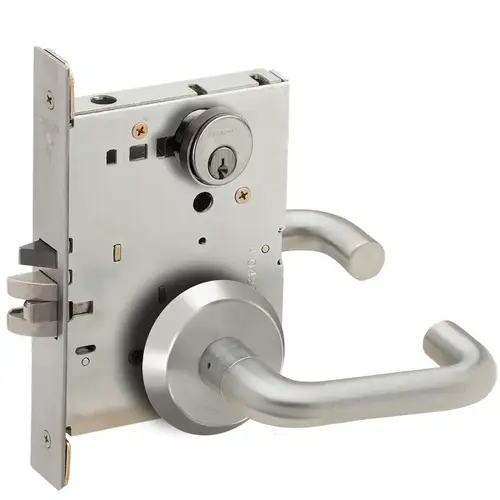 Entry / Office Mortise Lock C Keyway with 03 Lever and C Rose Satin Stainless Steel Finish