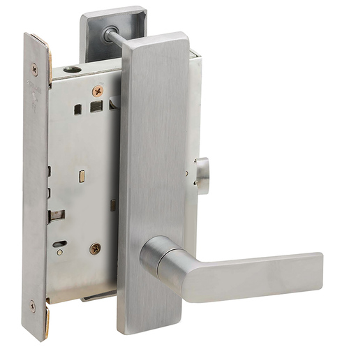 Full Dummy Mortise Trim with Lock Case with 01 Lever and L Escutcheon Satin Stainless Steel Finish