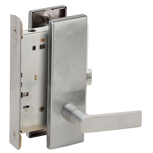 Full Dummy Mortise Trim with Lock Case with 01 Lever and N Escutcheon Satin Chrome Finish