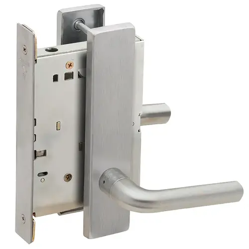 Full Dummy Mortise Trim with Lock Case with 02 Lever and L Escutcheon Satin Stainless Steel Finish