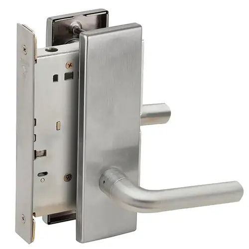 Full Dummy Mortise Trim with Lock Case with 02 Lever and N Escutcheon Satin Chrome Finish