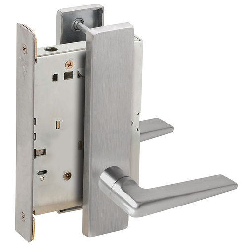 Full Dummy Mortise Trim with Lock Case with 05 Lever and L Escutcheon Satin Chrome Finish