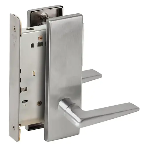 Full Dummy Mortise Trim with Lock Case with 05 Lever and N Escutcheon Satin Stainless Steel Finish