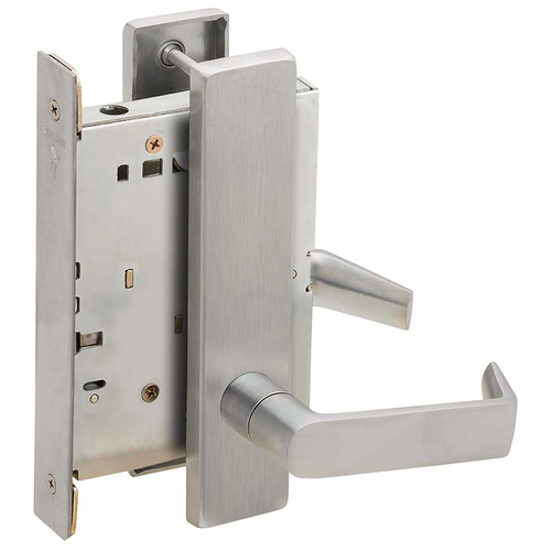 Full Dummy Mortise Trim with Lock Case with 06 Lever and L Escutcheon Satin Chrome Finish