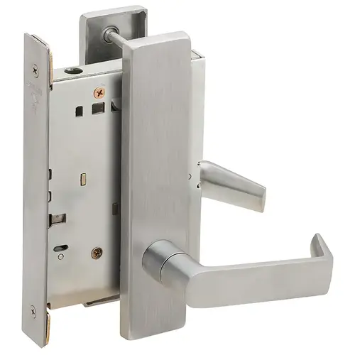 Full Dummy Mortise Trim with Lock Case with 06 Lever and L Escutcheon Satin Stainless Steel Finish