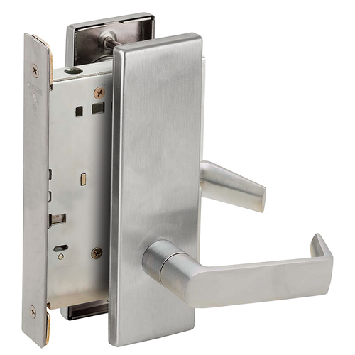 Full Dummy Mortise Trim with Lock Case with 06 Lever and N Escutcheon Satin Chrome Finish